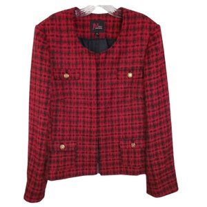 JM Studio Red & Black Tweed Blazer